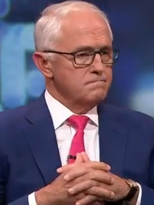 Former prime minister Malcolm Turnbull on ABC TV's Q&amp;A on Monday night.