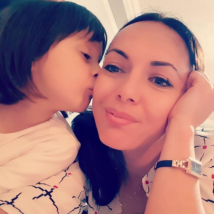 Diena Mecaj Karanxhaj, 30, with her nine-year-old daughter Esiel, who died in rubble after a 6.4-magnitude earthquake in Albania. Picture: CEN/australscope