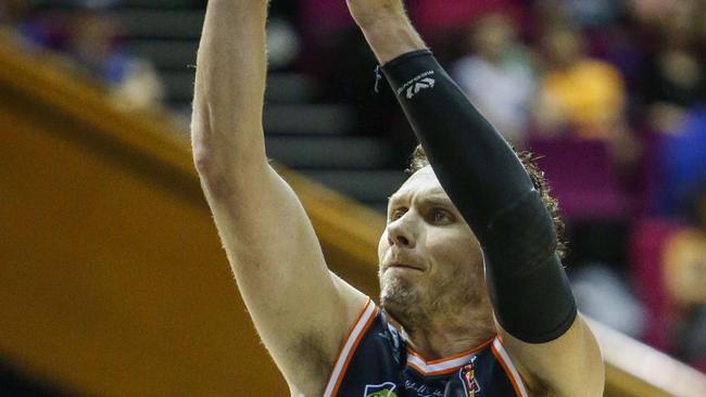 Alex Loughton of the Taipans takes a shot during the Round 6 NBL game between the Brisbane Bullets and the Cairns Taipans at Brisbane Convention &amp; Exhibition Centre in Brisbane, Queensland, Sunday, November 12, 2017. (AAP Image/Glenn Hunt)