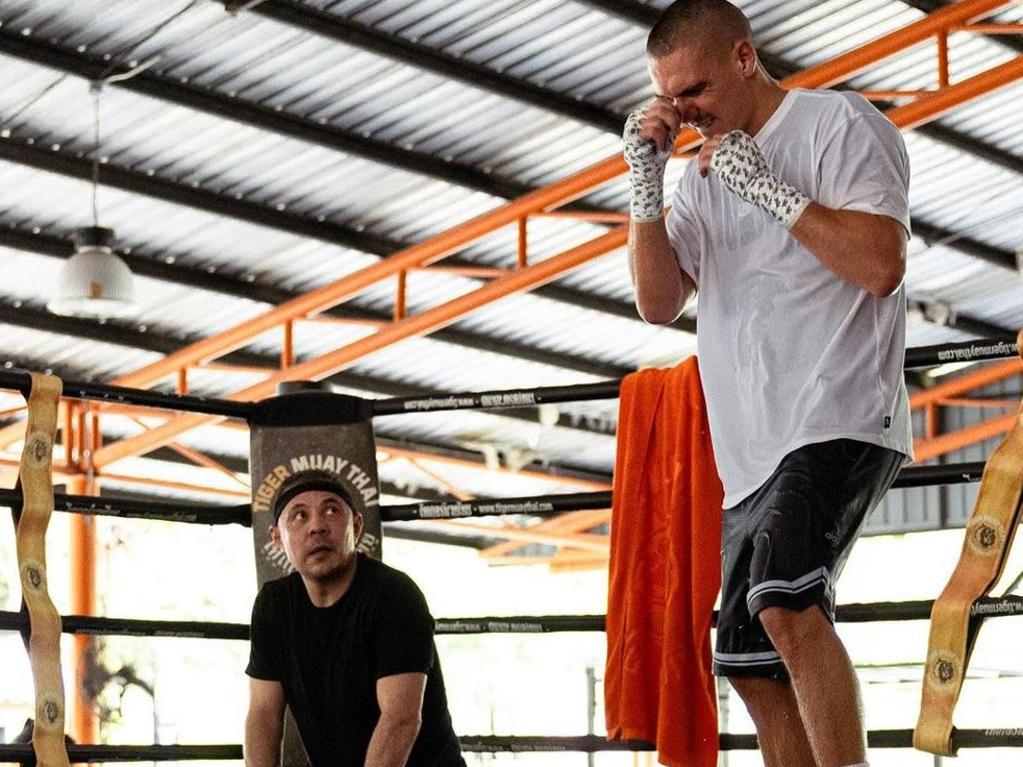 Kostya and Tim Tszyu in Thailand earlier this year. Picture: Supplied