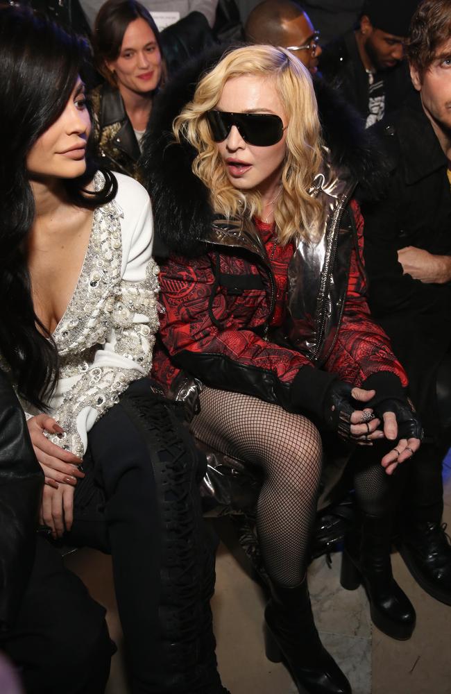 Kylie Jenner and Madonna attend the Philipp Plein collection during New York Fashion Week. Picture: Getty