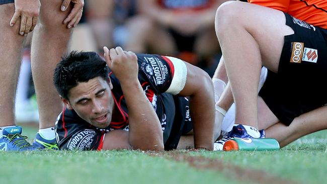Ben Henry down with a knee injury. Picture: Gregg Porteous