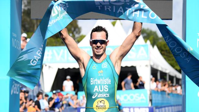 WINNER: Jake Birtwhistle after claiming victory at the 2019 Noosa Triathlon.