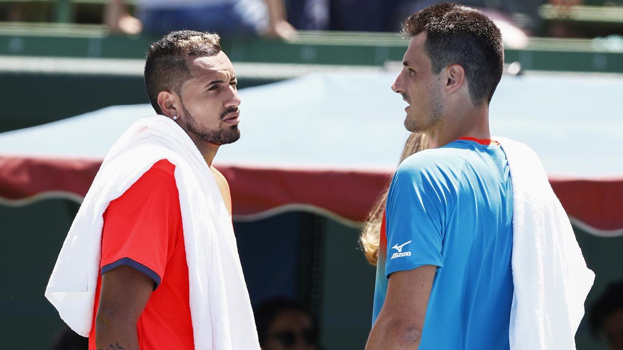 Nick Kyrgios and Bernard Tomic are locked in a war of words. (AAP Image/Daniel Pockett)