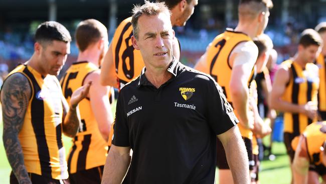 Hawthorn coach Alastair Clarkson changed the game forever with his ‘cluster’ strategy. Picture: Mark Brake/Getty Images