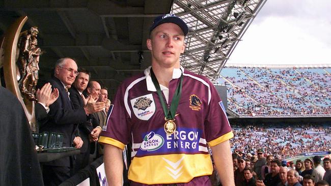 Darren Lockyer wins the Clive Churchill Medal in 2000. Picture: Mark Evans