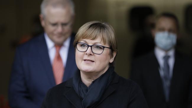 Prime Minister Scott Morrison and Defence Minister Linda Reynolds. Picture: Sean Davey.