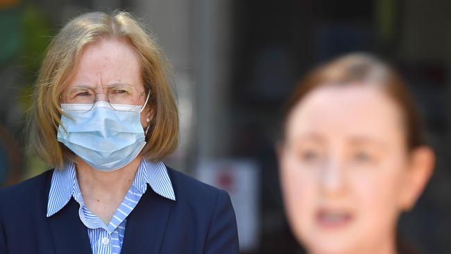 Chief Health Officer Jeannette Young and Health Minister Yvette D’Ath. Picture: John Gass