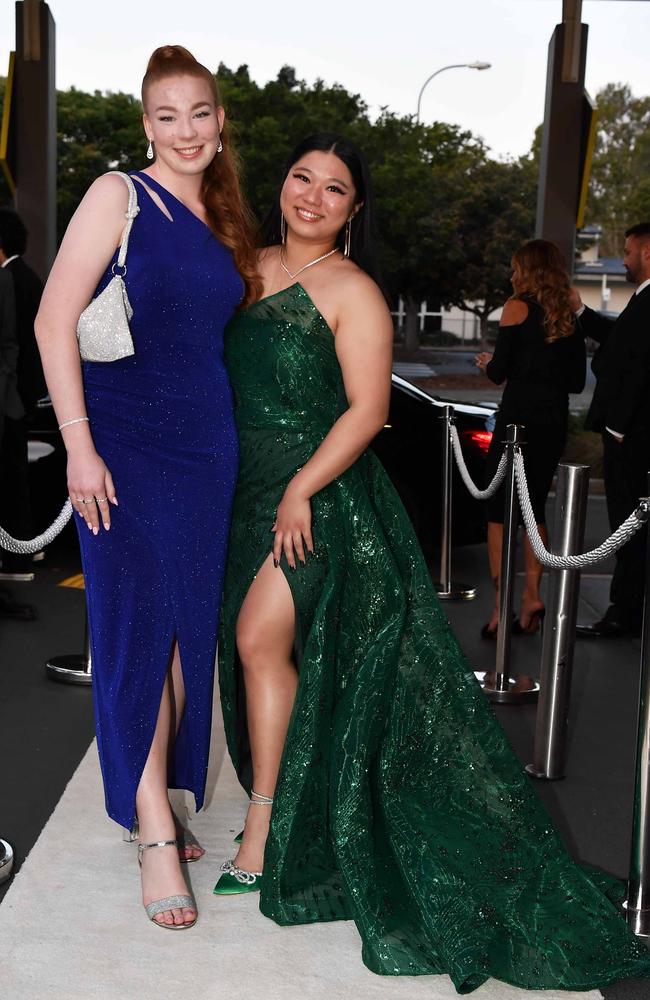 Elizabeth McInnes and Qianwen Ye at year 12 formal, Nambour Christian College. Picture: Patrick Woods.