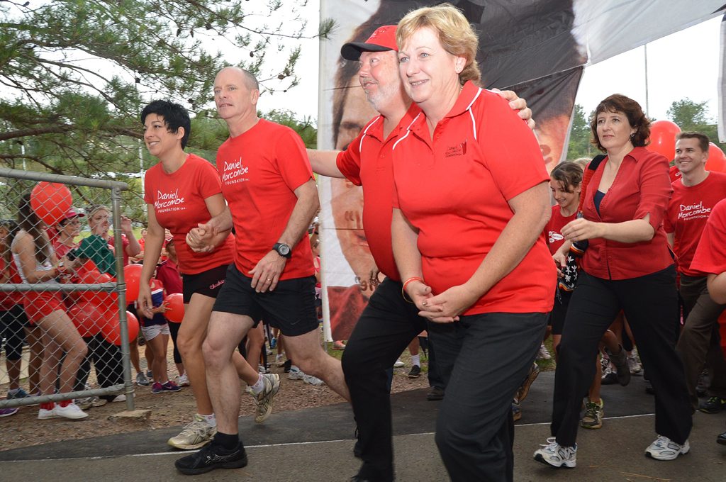 A large crowd gathered for the annual Walk For Daniel at Palmwoods. LIsa and Campbell Newman with Bruce and Denise Morcombe. . Picture: Warren Lynam