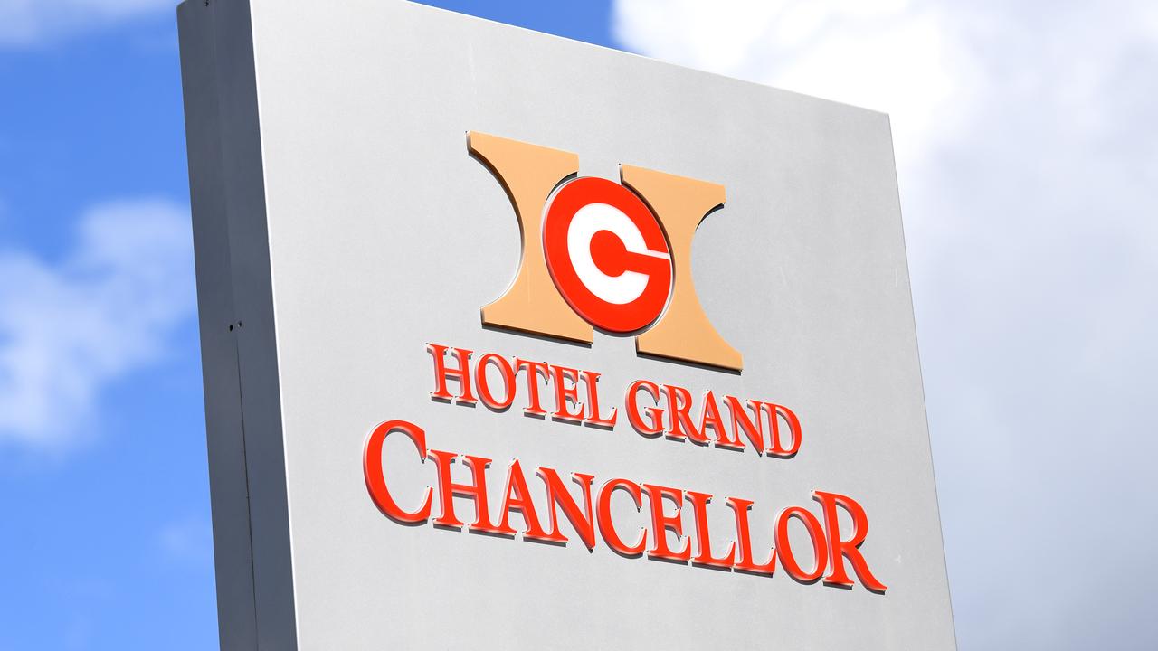 The Hotel Grand Chancellor in Brisbane, where a cleaner developed the highly contagious UK COVID-19 variant. Picture: Dan Peled