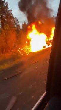 Car catches light after hitting kangaroo