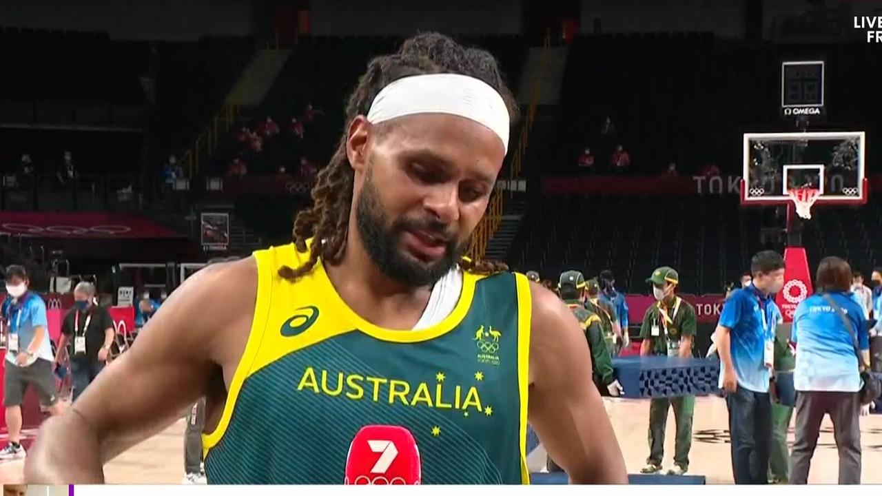 Patty Mills was emotional after leading the Boomers to victory in the bronze medal game.