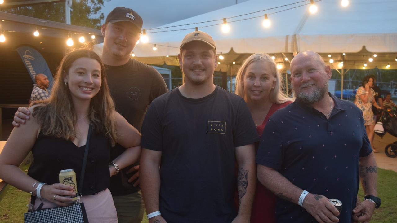 Georgina Lamey, and Darryl Horstman with Jack, Anita and Glen Perfect from Rockhampton celebrated New Year at the Whitsunday Sailing Club. Picture: Laura Thomas