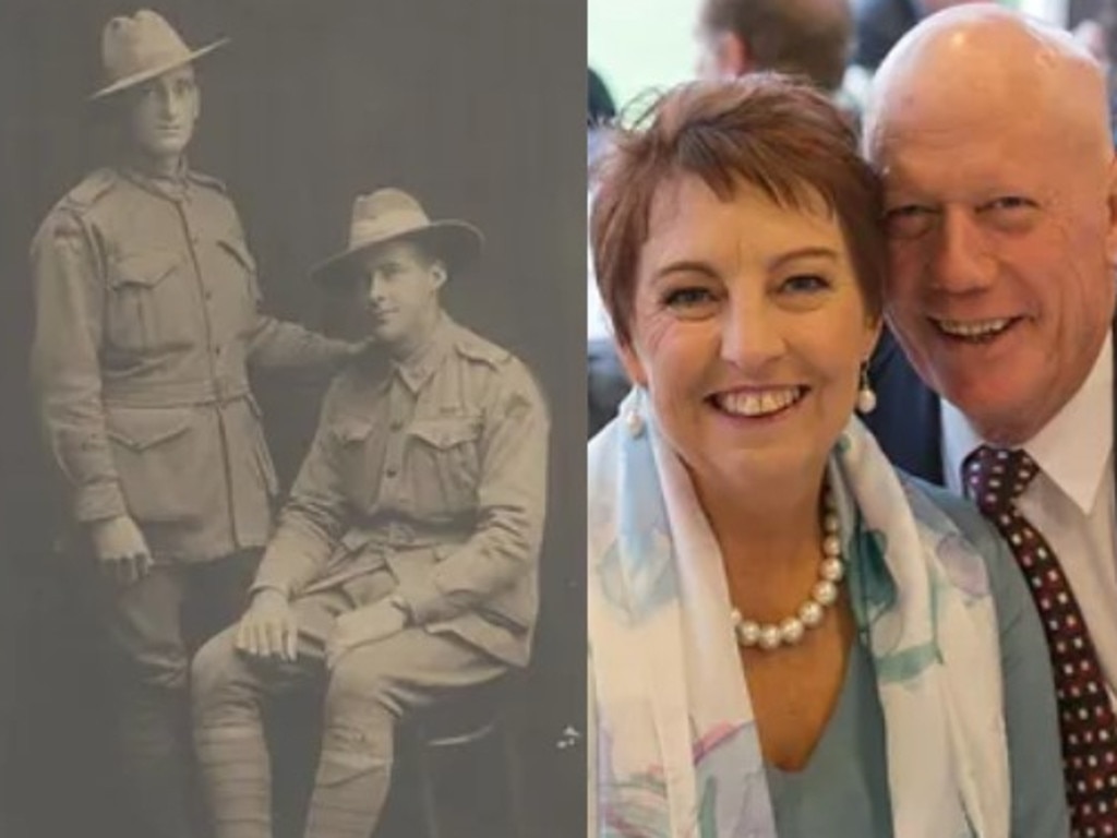 The Passchendaele farm has stayed in the hands of family Ken and Carolyn Stone (left) since it was initially purchased by Arthur Mervyn Bassingthwaighte (far right).