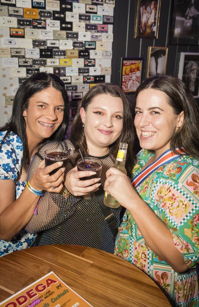 On New Year's Eve at Bodega are (from left) Sam Anderson, Emily Greentree and Abbey Stewart, Sunday, December 31, 2023. Picture: Kevin Farmer