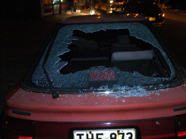 Just one of the hundreds of vandalised cars from the weekend of violence.