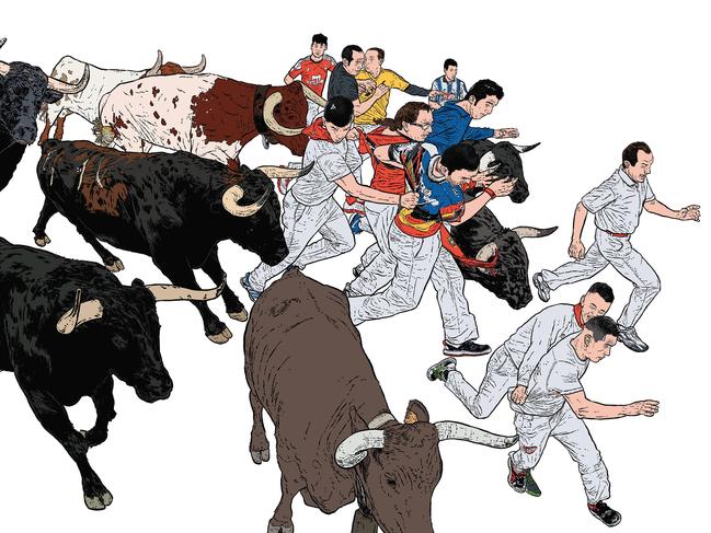 Could writing your own eulogy be harder than running with bulls in Pamplona? Illustration: Jan Feindt