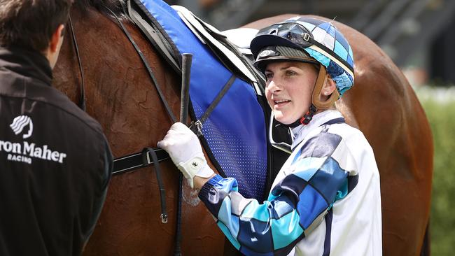 Doctors have not placed a timeline on top jockey Jamie Kah’s return to racing after a fall at Flemington earlier this month. Picture: Michael Klein