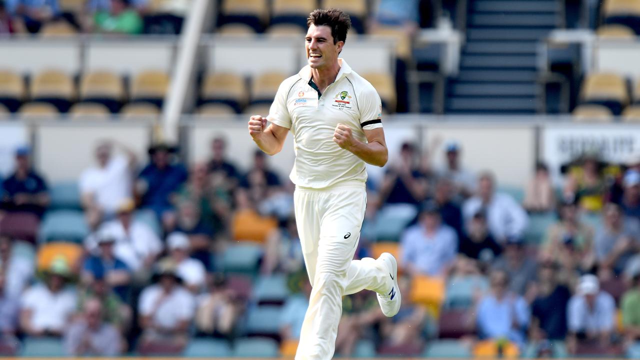 Pat Cummins celebrates a wicket on Day 1 of the first Test against Pakistan. Photo: Bradley Kanaris