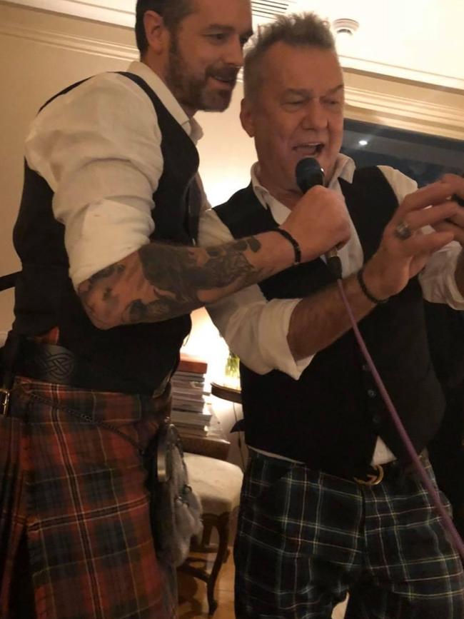 Jock Zonfrillo and great mate Jimmy Barnes. Zonfrillo turned to his fellow Scotsman for writing advice. Picture: Jimmy Barnes/Facebook