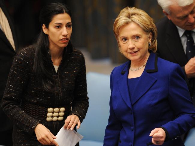 Hillary Clinton (r) and aide Huma Abedin (l). Picture: AFP