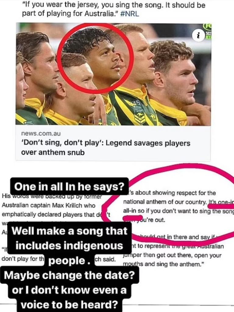 Latrell Mitchell singled out the Manly great. Photo: Instagram, iam_lm01.