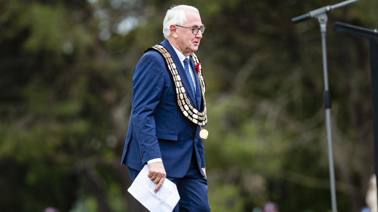 TRC Mayor Paul Antonio during the Citizens Commemoration Service at the Mothers' Memorial on Anzac Day, Monday, April 25, 2022. Picture: Kevin Farmer