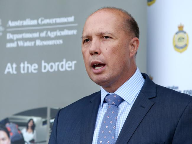 Pictured at opening of the brand new government Detector Dog Facility at Banksmeadow in Sydney is Minister Peter Dutton.Picture: Richard Dobson