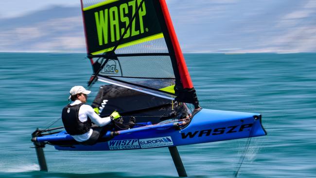 Hugo Allison shows his need for speed aboard his WASZP foiler. Picture supplied