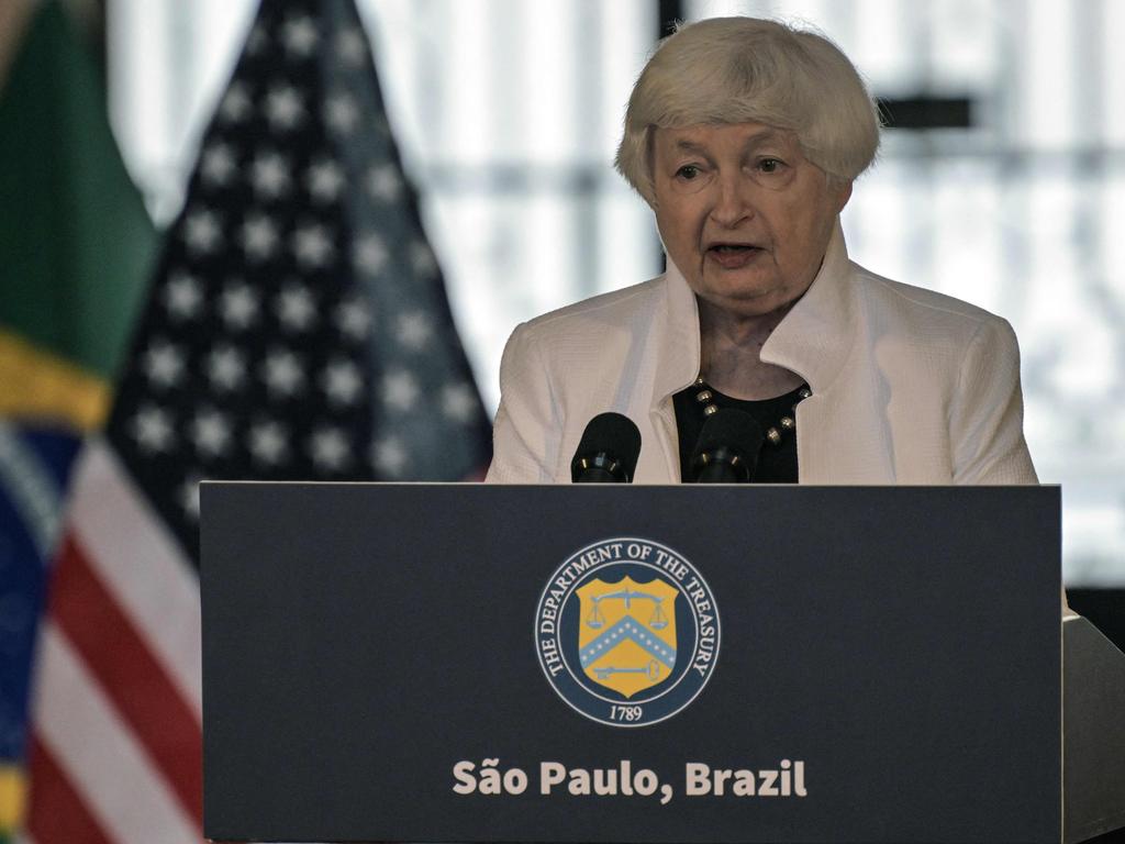 US Treasury Secretary Janet Yellen speaks during a press conference in Sao Paulo, Brazil. Picture: AFP