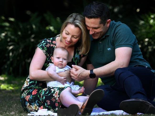 Journalist Lauren Martyn-Jones with her husband Matthew  and  daughter Lillian. Picture:  Adam Head