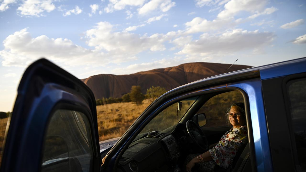 Anagu Aboriginal leader Dorothea Randall is seen in her car at Mutitjulu community near Uluru, also known as Ayers Rock at Uluru-Kata Tjuta National Park in the Northern Territory. Picture: AAP/Lukas Coch