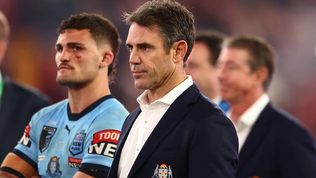 Blues coach Brad Fittler looks on after game three of the State of Origin Series between the Queensland Maroons and the New South Wales Blues at Suncorp Stadium on July 13, 2022, in Brisbane, Australia. (Photo by Chris Hyde/Getty Images)