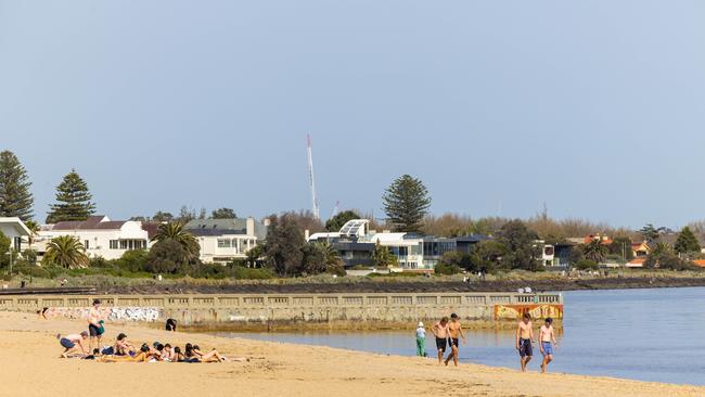 Emergency services have raced to Elwood Beach after reports of a possible drowning. Picture: Jason Edwards