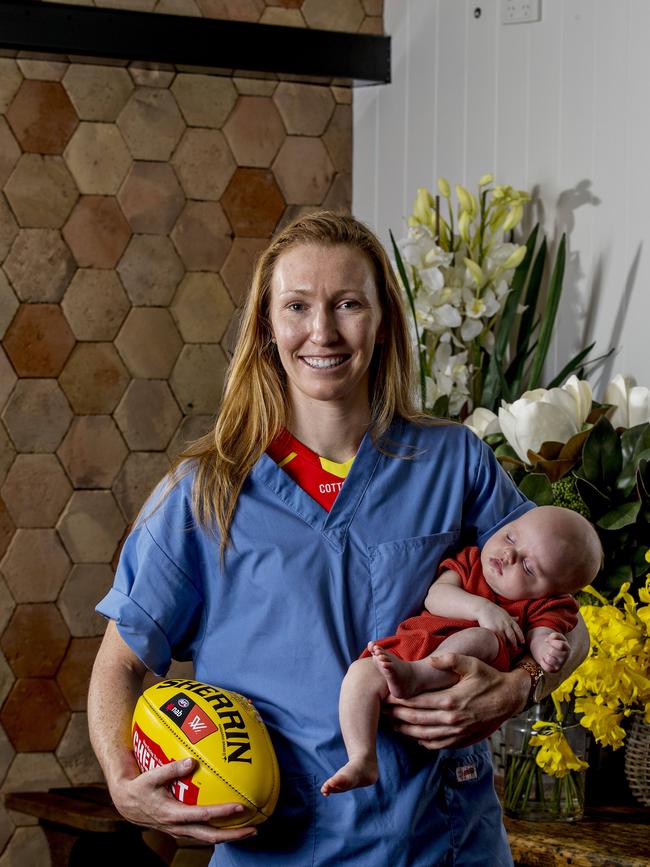 Gold Coast Suns AFLW player and maternity doctor Tiarna Ernst. Picture: Jerad Williams