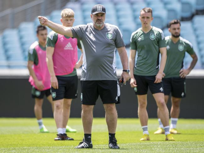 Ange Postecoglou directs proceedings at a Celtic training session at Accor Stadium. Picture: Bill Murray/SNS Group via Getty Images