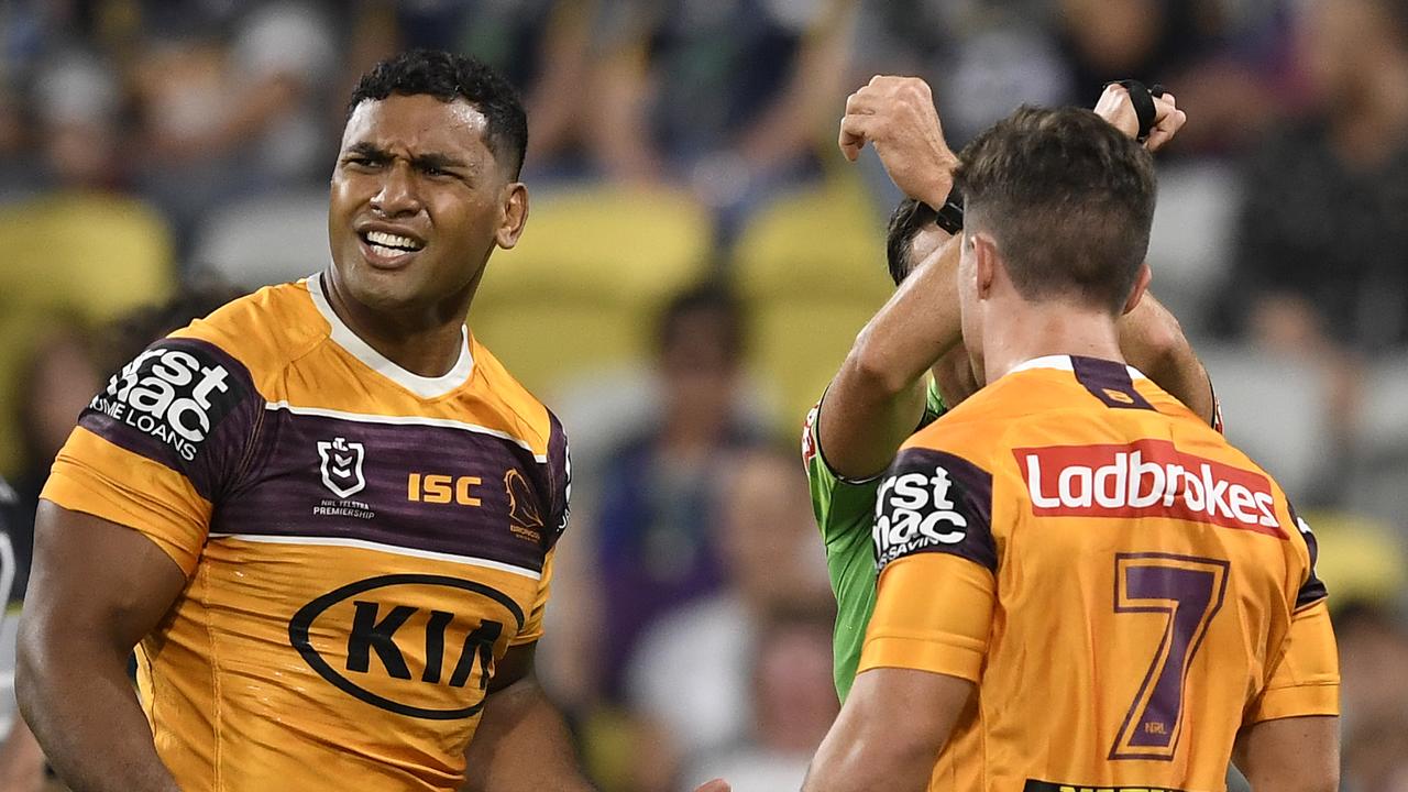 Tevita Pangai Jr was suspended for four games for a high tackle on Justin O’Neill.