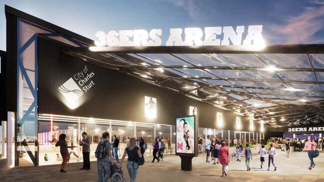 Artist’s impression of the Adelaide 36ers Arena at Findon. Picture: Pelligra