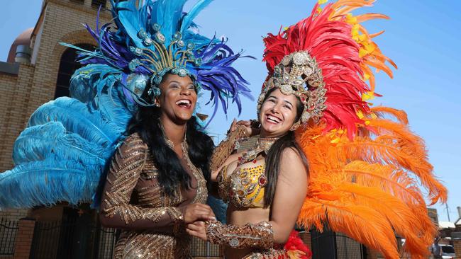 La Bomba dancers Talita Santos Fontainha and Antonia Enriquez de Salamanca. Picture:AAP/Russell Millard