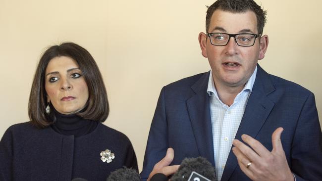 Premier Daniel Andrews with then gaming minister Marlene Kairouz.