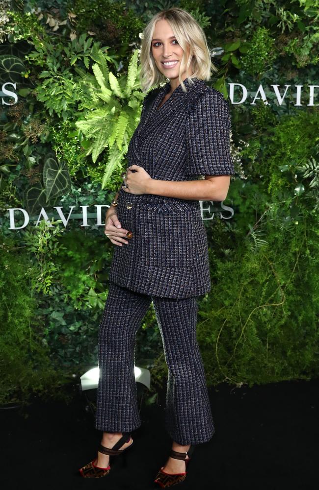 Phoebe Burgess attends the David Jones Spring Summer Launch along with bub No.2.