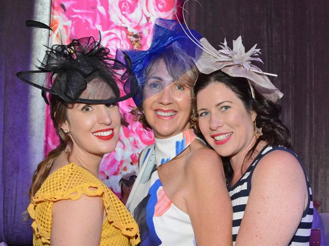 Catherine Woodward, Carol Woodward and Catherine Sharp at Melbourne Cup celebrations at GCCEC, Broadbeach. Picture: Regina King.