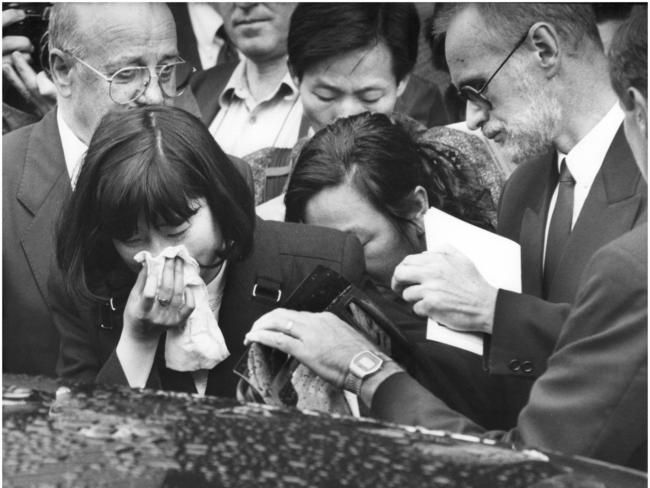 Lucy Wang at the funeral of her partner, slain MP John Newman.