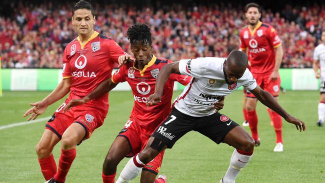 Adelaide United take on Western Sydney Wanderers in the first A-League Grand Final to be played at Adelaide Oval. Photo Tom Huntley