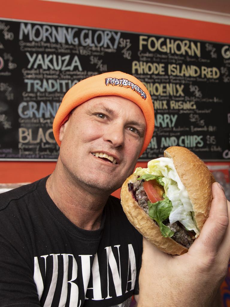 Alan Wynn, owner of Phat Burgers is happy to stake the claim to best burgers in Toowoomba. Monday, May 31, 2021. Picture: Nev Madsen.