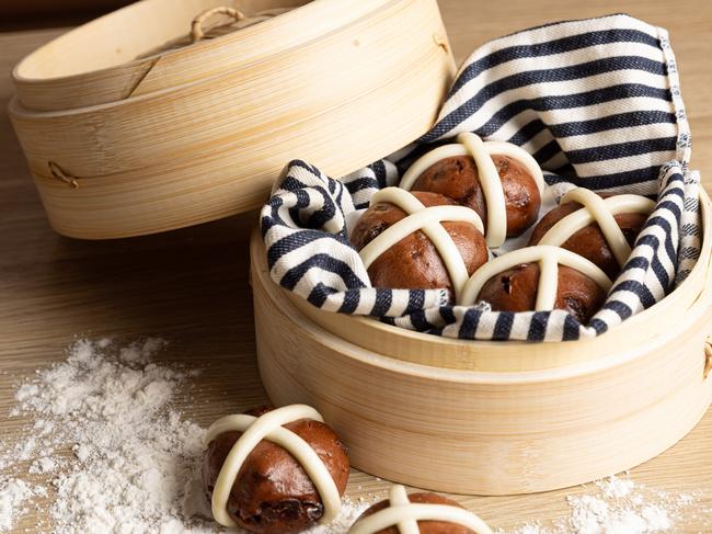 Din Tai Fung’s hot cross baos. Picture: Katje Ford