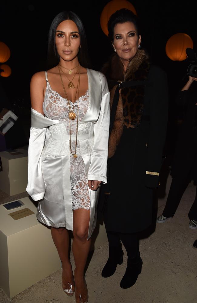 Kim Kardashian and mother Kris Jenner attend the Givenchy show on October 2, 2016 in Paris, France. Picture: Getty