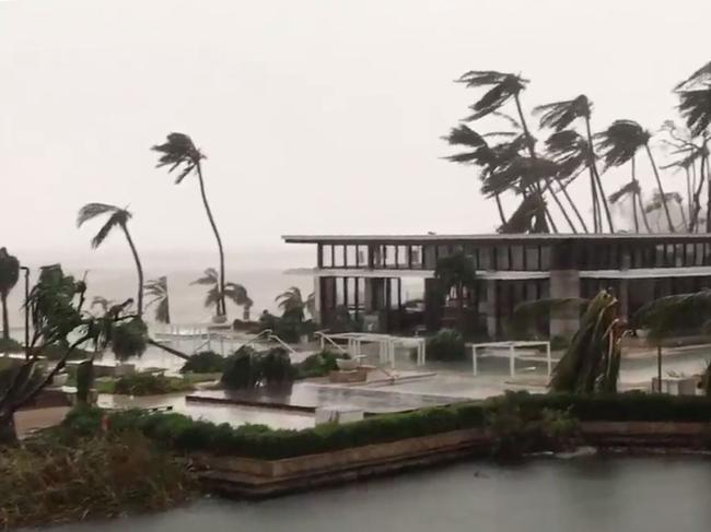 Damage caused by cyclone Debbie on Hayman Island. Picture: Twitter/Cameron W Berkman