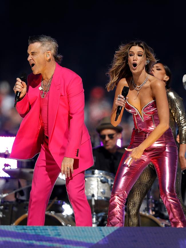 Williams and Delta Goodrem. (Photo by Dylan Burns/AFL Photos via Getty Images)